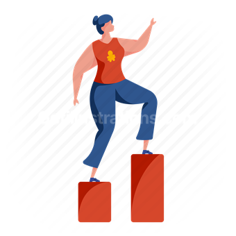 woman, climb, steps, achievement, target